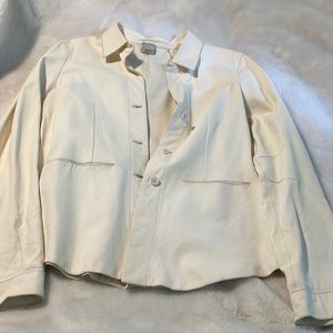 Leather shirt jacket